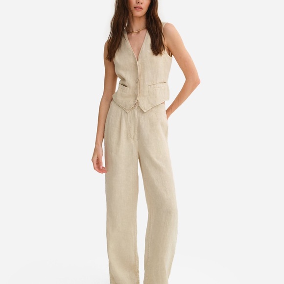 NWOT MATE the Label Organic Linen Vest Color Natural Size xs - Picture 2 of 8